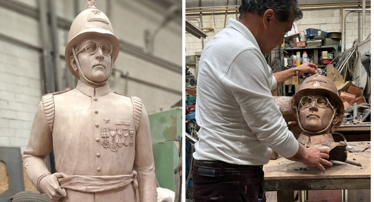 Instalan escultura de bronce de histórico líder de Bomberos en pleno Paseo Bulnes: pesa 250 kilos y mide más de tres metros